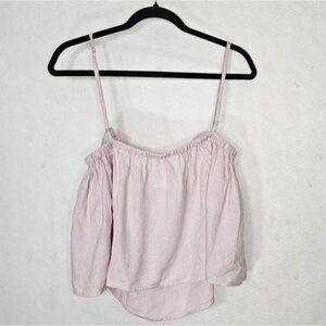 Mara Hoffman Pink Linen Ruffled Cropped Tank Top Medium